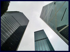 Skyscrapers of Central: Cheung Kong Centre, Bank of America and Citibank Plaza.